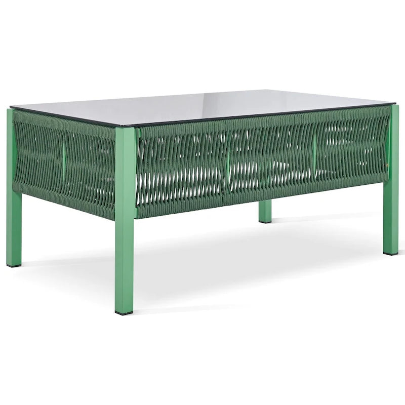 4-Piece Patio Furniture Set, Outdoor Garden Conversation Set with Tempered Glass Table, Deep Seating and Thick Cushion