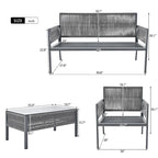 4-Piece Patio Furniture Set, Outdoor Garden Conversation Set with Tempered Glass Table, Deep Seating and Thick Cushion