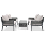 4-Piece Patio Furniture Set, Outdoor Garden Conversation Set with Tempered Glass Table, Deep Seating and Thick Cushion