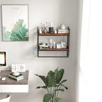 Gymax Wall Mounted Bathroom Shelf Industrial 2-Tier Storage Rack w/