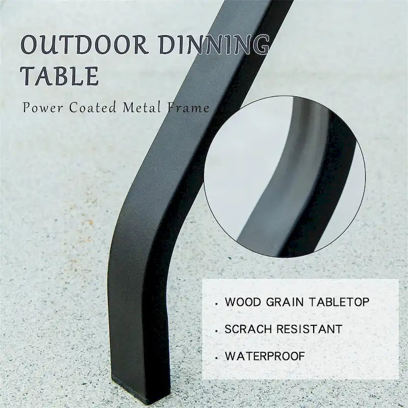 Outdoor Patio Bar Table Square Metal Table with Wood-Look Tabletop, for Garden Balcony Backyard Deck(1 Table)