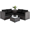 Gymax Set of 4 Patio Rattan Furniture Set Cushioned Loveseat Storage