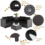 Gymax Set of 4 Patio Rattan Furniture Set Cushioned Loveseat Storage
