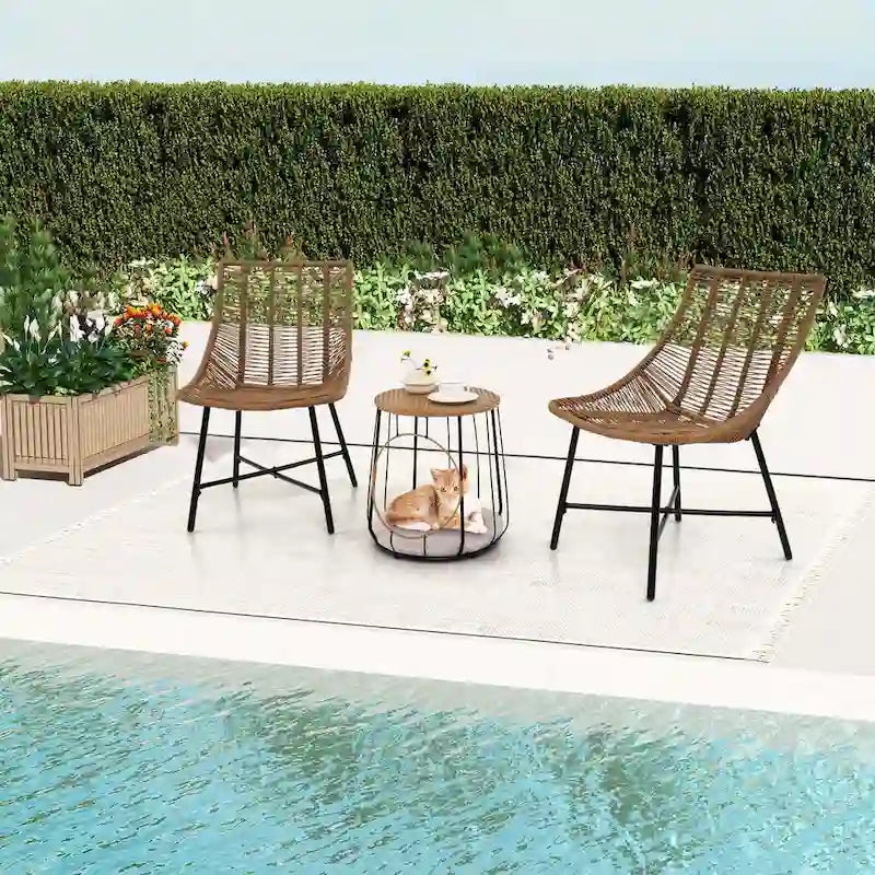 Costway 3 PCS Outdoor Furniture Set with Pet House & Heavy Duty Metal - See Details