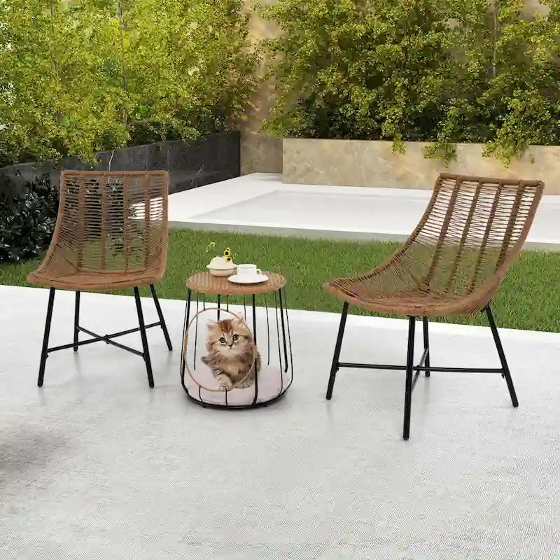 Costway 3 PCS Outdoor Furniture Set with Pet House & Heavy Duty Metal - See Details