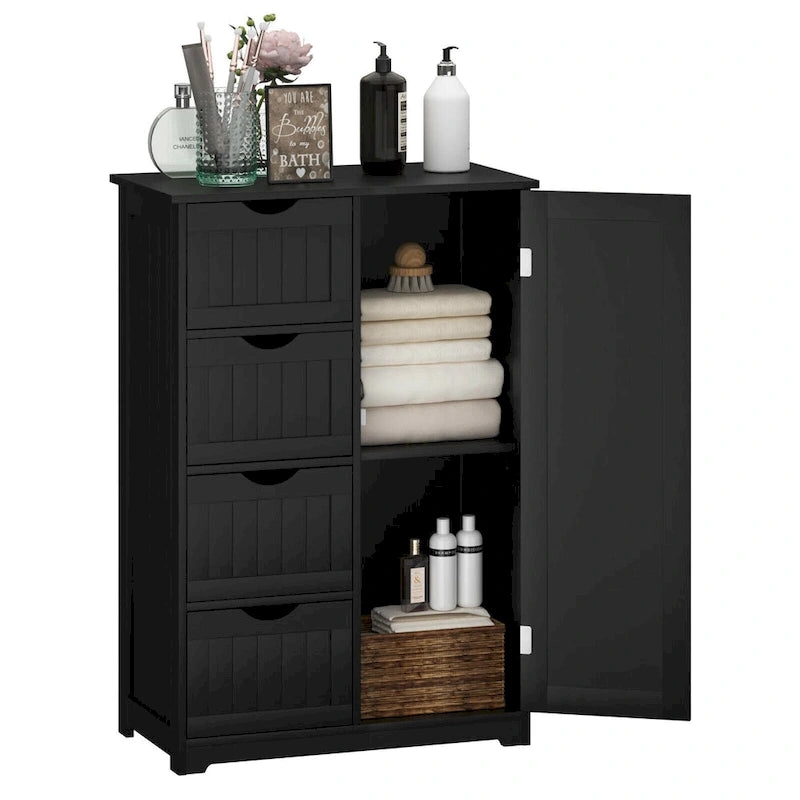 Gymax Storage Floor Cabinet Organizer Cupboard w/ 4 Drawers Adjustable - See Details