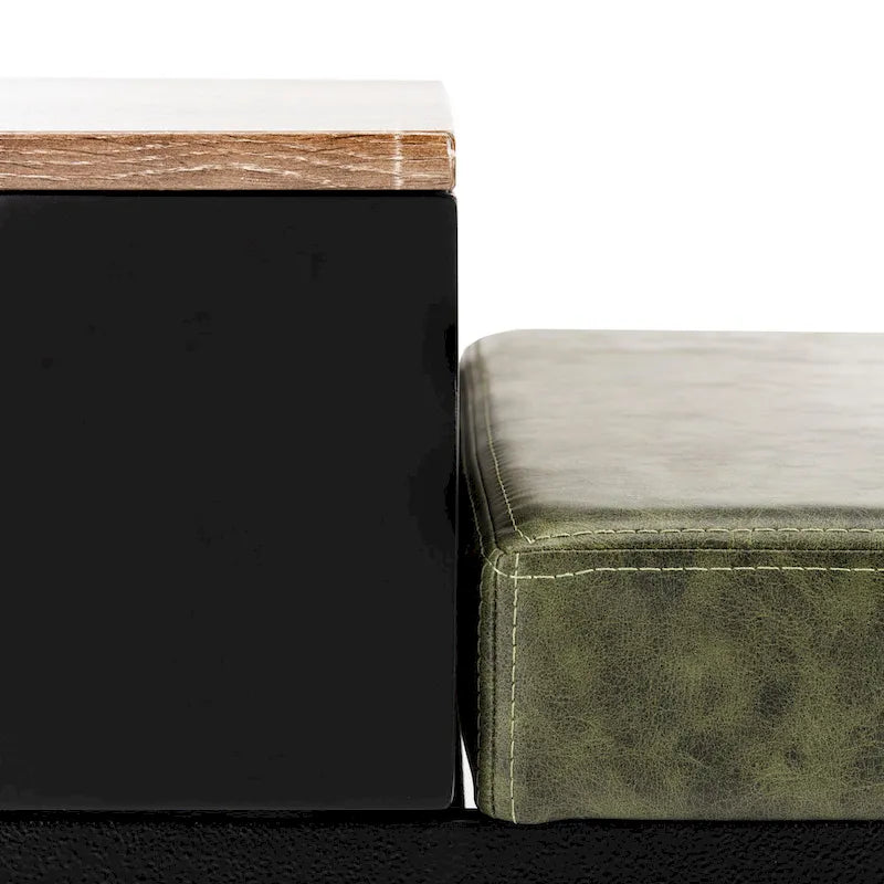 Ruthie Storage Bench 47.3"W x 16"D x 24"H - Contemporary Entryway Seating with Drawer - Light Wood & Black Metal