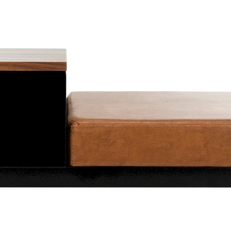 Ruthie Storage Bench 47.3"W x 16"D x 24"H - Contemporary Entryway Seating with Drawer - Light Wood & Black Metal