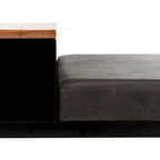 Ruthie Storage Bench 47.3"W x 16"D x 24"H - Contemporary Entryway Seating with Drawer - Light Wood & Black Metal