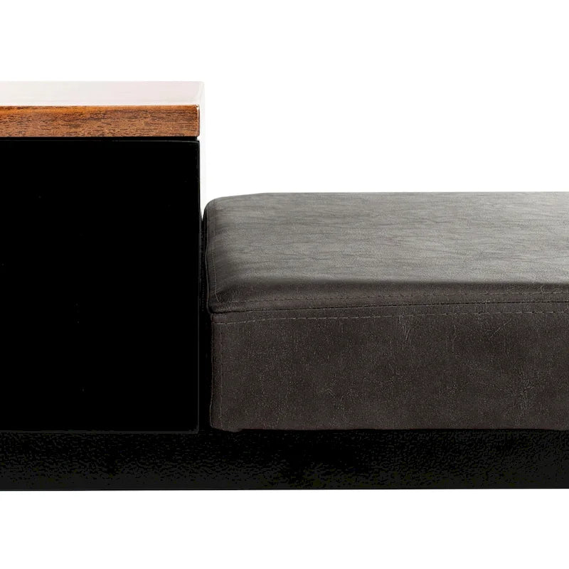 Ruthie Storage Bench 47.3"W x 16"D x 24"H - Contemporary Entryway Seating with Drawer - Light Wood & Black Metal