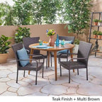 Reina Outdoor 5 Piece Wood and Wicker Dining Set by Christopher Knight Home