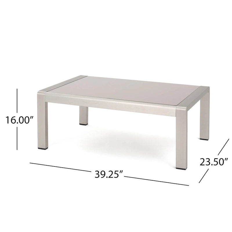 Cape Coral Outdoor 11 Seater Aluminum U-Shaped Sofa Sectional and Table Set by Christopher Knight Home