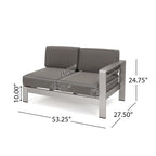 Cape Coral Outdoor 11 Seater Aluminum U-Shaped Sofa Sectional and Table Set by Christopher Knight Home