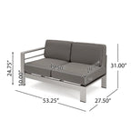 Cape Coral Outdoor 11 Seater Aluminum U-Shaped Sofa Sectional and Table Set by Christopher Knight Home