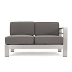 Cape Coral Outdoor 11 Seater Aluminum U-Shaped Sofa Sectional and Table Set by Christopher Knight Home