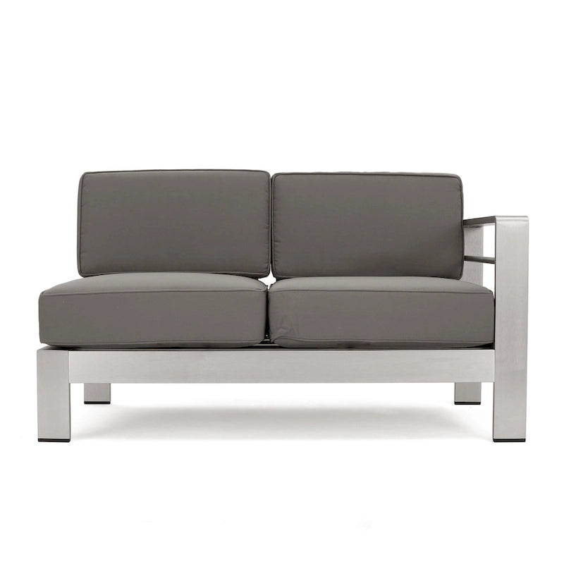 Cape Coral Outdoor 11 Seater Aluminum U-Shaped Sofa Sectional and Table Set by Christopher Knight Home