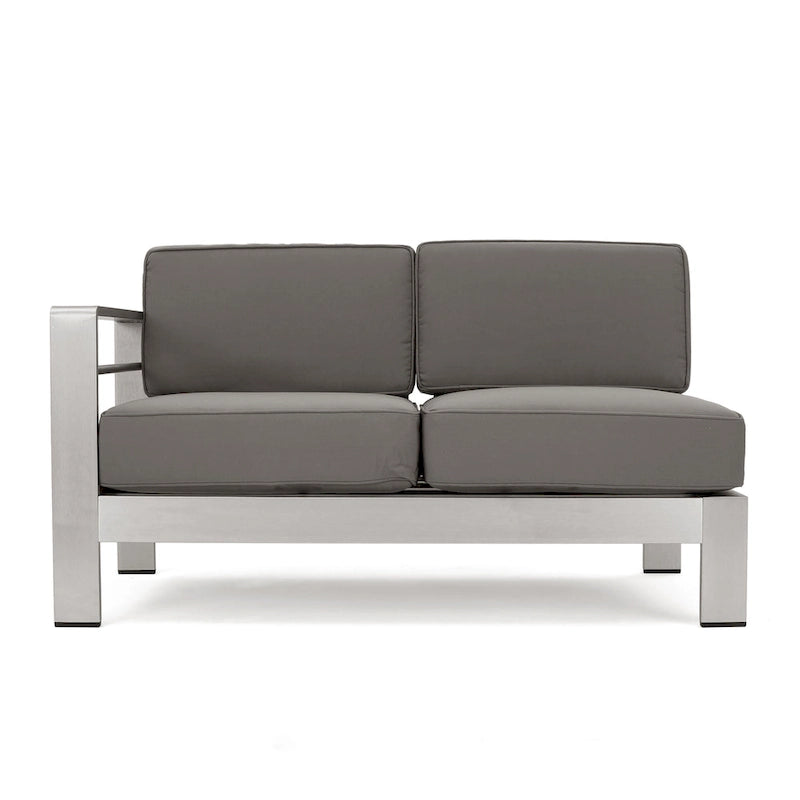 Cape Coral Outdoor 11 Seater Aluminum U-Shaped Sofa Sectional and Table Set by Christopher Knight Home