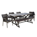 Isola Outdoor 6-piece Rectangle Aluminum Wicker Dining Set by Christopher Knight Home