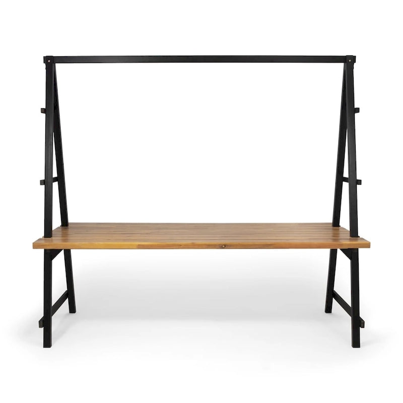Huckleberry Outdoor Acacia Wood 88.5  Dining Table with Plant Hanger by Christopher Knight Home - 88.50  L x 39.50  W x 80.00  H