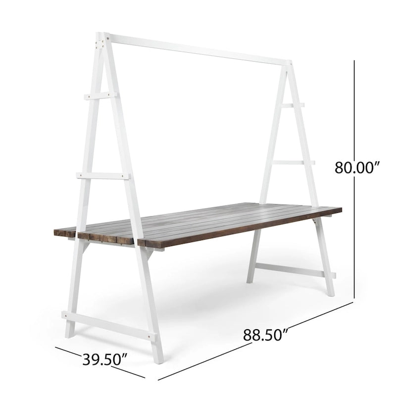 Huckleberry Outdoor Acacia Wood 88.5  Dining Table with Plant Hanger by Christopher Knight Home - 88.50  L x 39.50  W x 80.00  H