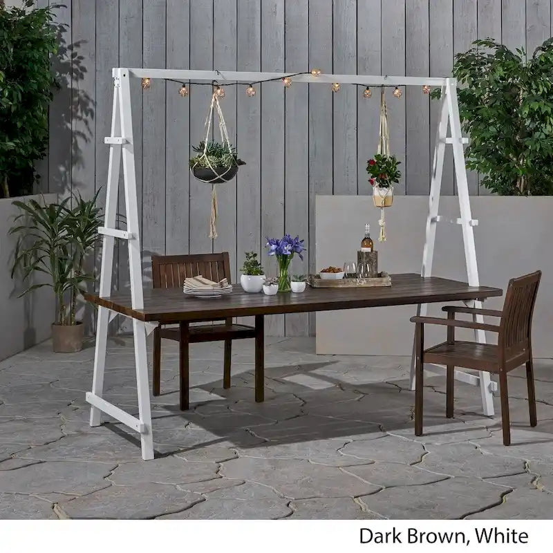 Huckleberry Outdoor Acacia Wood 88.5  Dining Table with Plant Hanger by Christopher Knight Home - 88.50  L x 39.50  W x 80.00  H