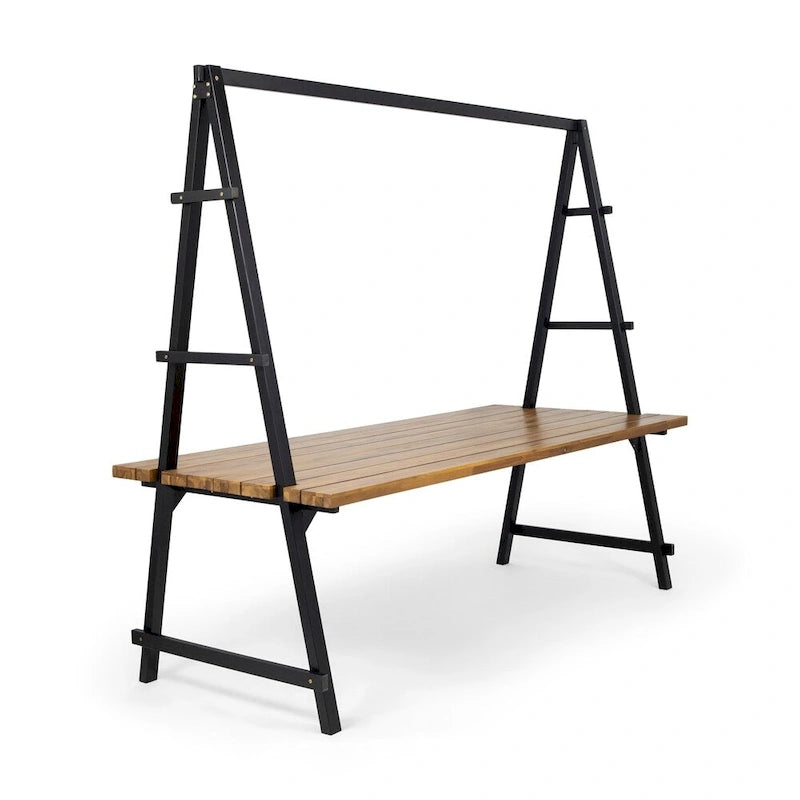 Huckleberry Outdoor Acacia Wood 88.5  Dining Table with Plant Hanger by Christopher Knight Home - 88.50  L x 39.50  W x 80.00  H