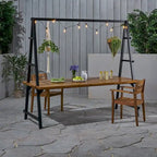 Huckleberry Outdoor Acacia Wood 88.5  Dining Table with Plant Hanger by Christopher Knight Home - 88.50  L x 39.50  W x 80.00  H