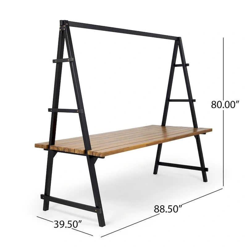 Huckleberry Outdoor Acacia Wood 88.5  Dining Table with Plant Hanger by Christopher Knight Home - 88.50  L x 39.50  W x 80.00  H