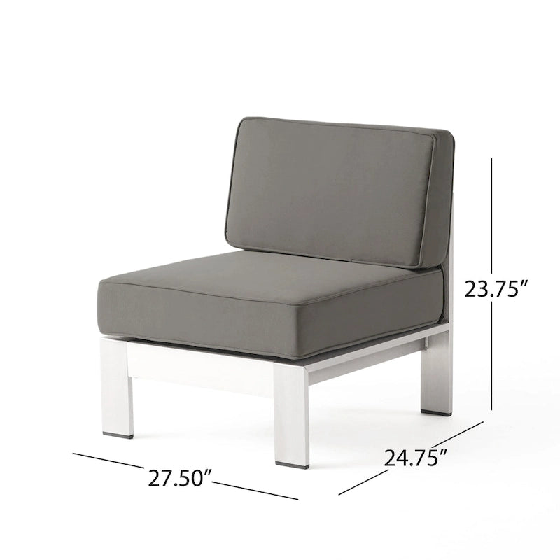 Cape Coral Outdoor 11 Seater Aluminum U-Shaped Sofa Sectional and Ottoman Set by Christopher Knight Home