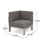 Cape Coral Outdoor 11 Seater Aluminum U-Shaped Sofa Sectional and Ottoman Set by Christopher Knight Home