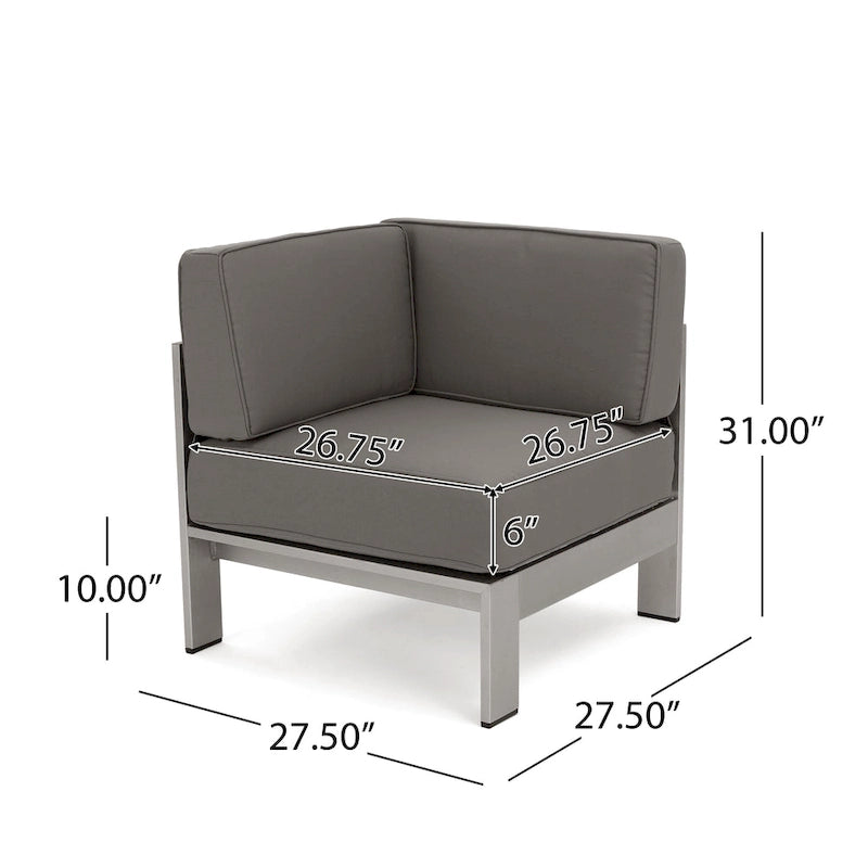 Cape Coral Outdoor 11 Seater Aluminum U-Shaped Sofa Sectional and Ottoman Set by Christopher Knight Home