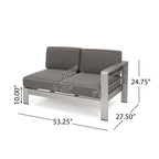 Cape Coral Outdoor 11 Seater Aluminum U-Shaped Sofa Sectional and Ottoman Set by Christopher Knight Home