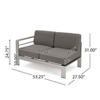 Cape Coral Outdoor 11 Seater Aluminum U-Shaped Sofa Sectional and Ottoman Set by Christopher Knight Home
