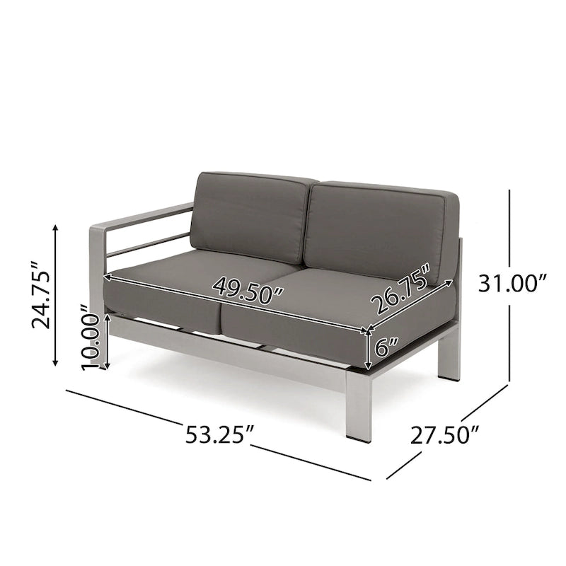 Cape Coral Outdoor 11 Seater Aluminum U-Shaped Sofa Sectional and Ottoman Set by Christopher Knight Home