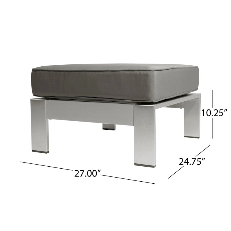 Cape Coral Outdoor 11 Seater Aluminum U-Shaped Sofa Sectional and Ottoman Set by Christopher Knight Home