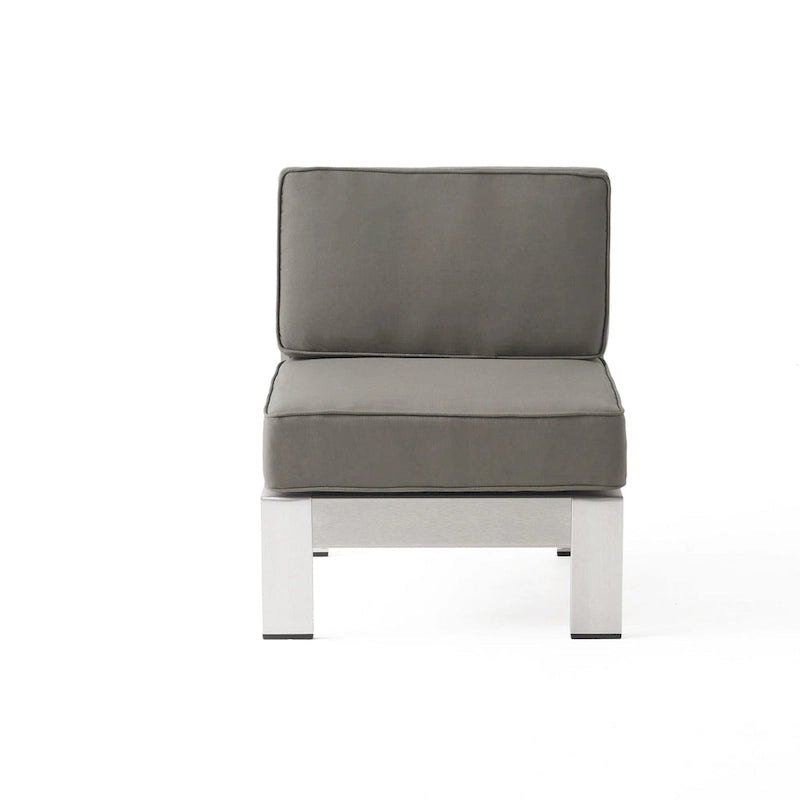 Cape Coral Outdoor 11 Seater Aluminum U-Shaped Sofa Sectional and Ottoman Set by Christopher Knight Home