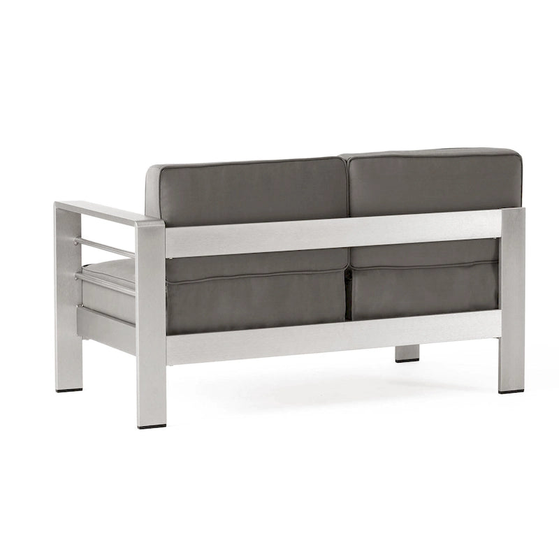Cape Coral Outdoor 11 Seater Aluminum U-Shaped Sofa Sectional and Ottoman Set by Christopher Knight Home
