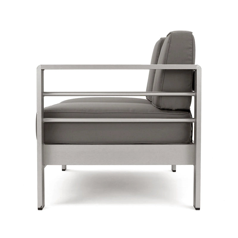 Cape Coral Outdoor 11 Seater Aluminum U-Shaped Sofa Sectional and Ottoman Set by Christopher Knight Home