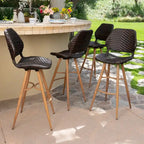 Laryn Outdoor Wicker Wood Barstool (Set of 4) by Christopher Knight Home