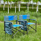 Padded Folding Outdoor Chairs with Side Table (Set of 2)