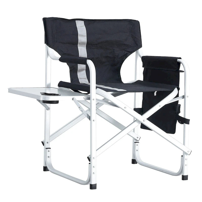 Padded Folding Outdoor Chairs with Side Table (Set of 2)