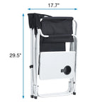 Padded Folding Outdoor Chairs with Side Table (Set of 2)