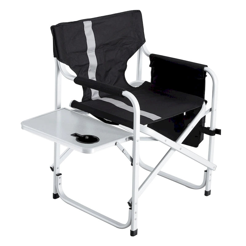 Padded Folding Outdoor Chairs with Side Table (Set of 2)