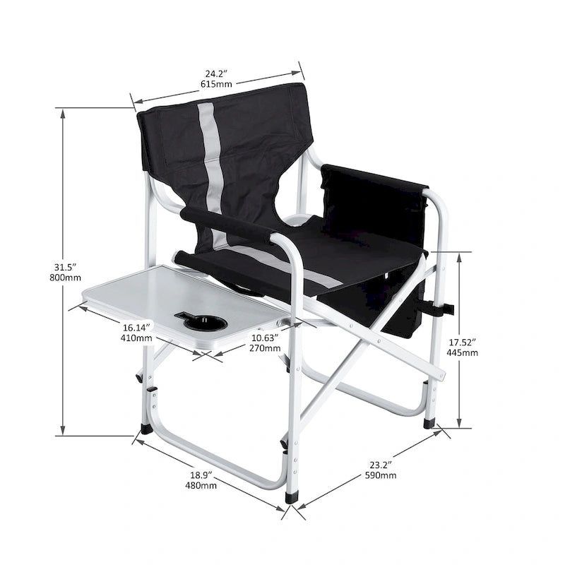 Padded Folding Outdoor Chairs with Side Table (Set of 2)