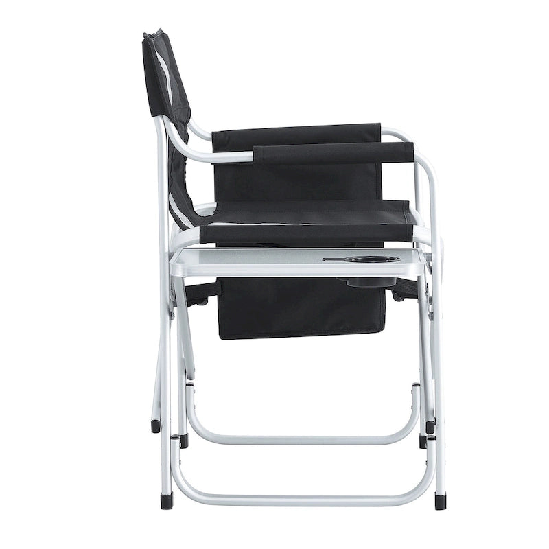 Padded Folding Outdoor Chairs with Side Table (Set of 2)