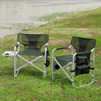 Padded Folding Outdoor Chairs with Side Table (Set of 2)