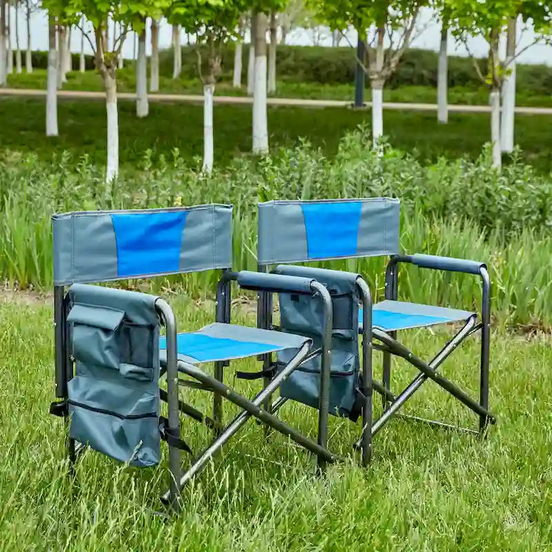 Padded Folding Outdoor Chairs with Side Table (Set of 2)