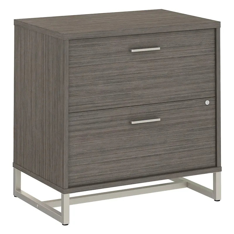 2 Drawer Lateral File Cabinet - Mid Century Modern Design - Full Extension Ball Bearing Slides - Letter Legal Size - Fully Assembled