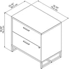 2 Drawer Lateral File Cabinet - Mid Century Modern Design - Full Extension Ball Bearing Slides - Letter Legal Size - Fully Assembled