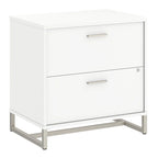 2 Drawer Lateral File Cabinet - Mid Century Modern Design - Full Extension Ball Bearing Slides - Letter Legal Size - Fully Assembled